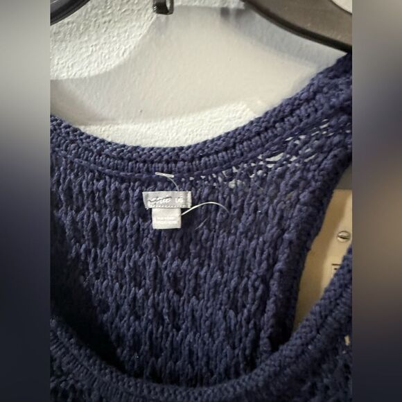 Aerie Chunky Crochet Open Knit Navy Blue Tank Top Size L - Picture 7 of 8
